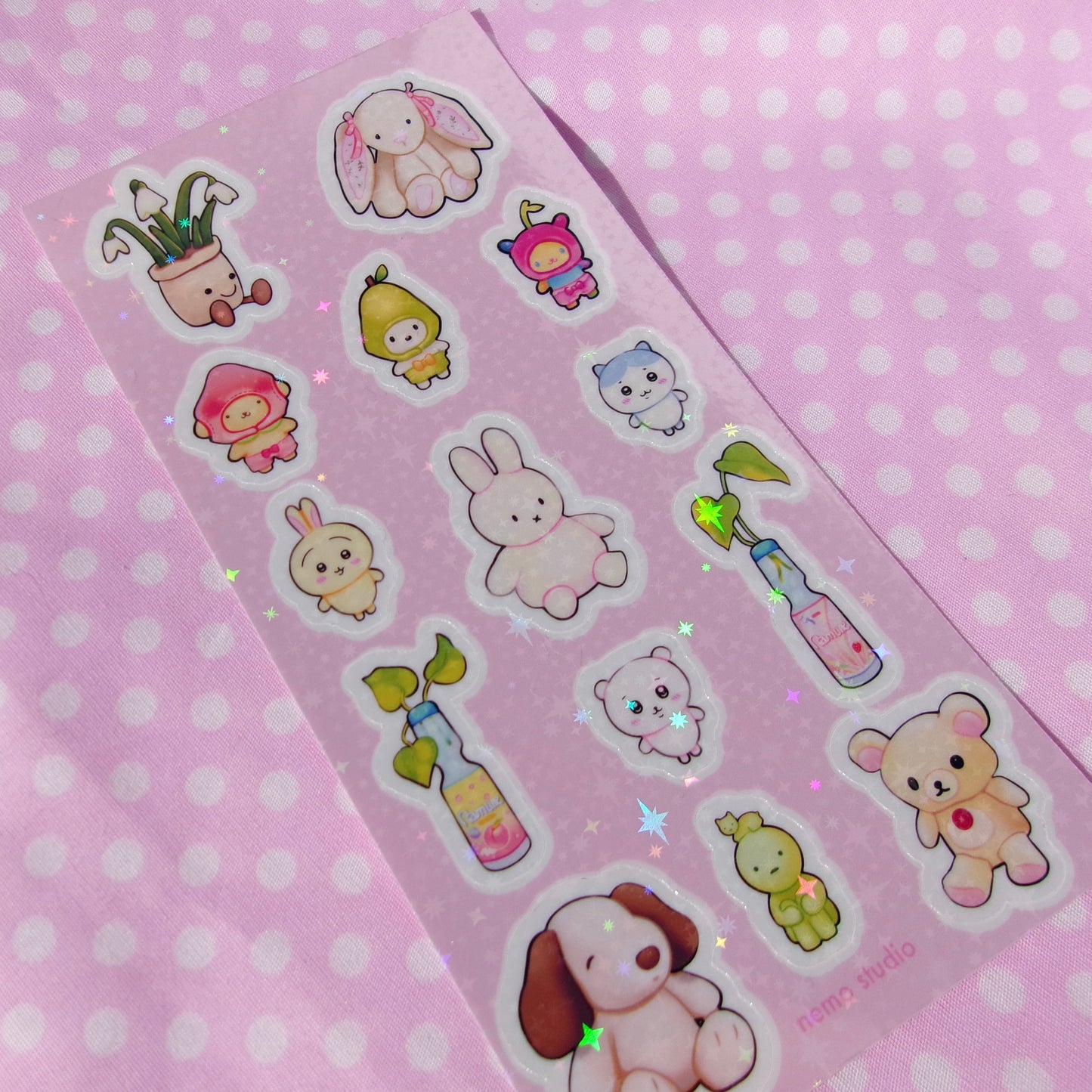 sticker sheet - plushies & plants